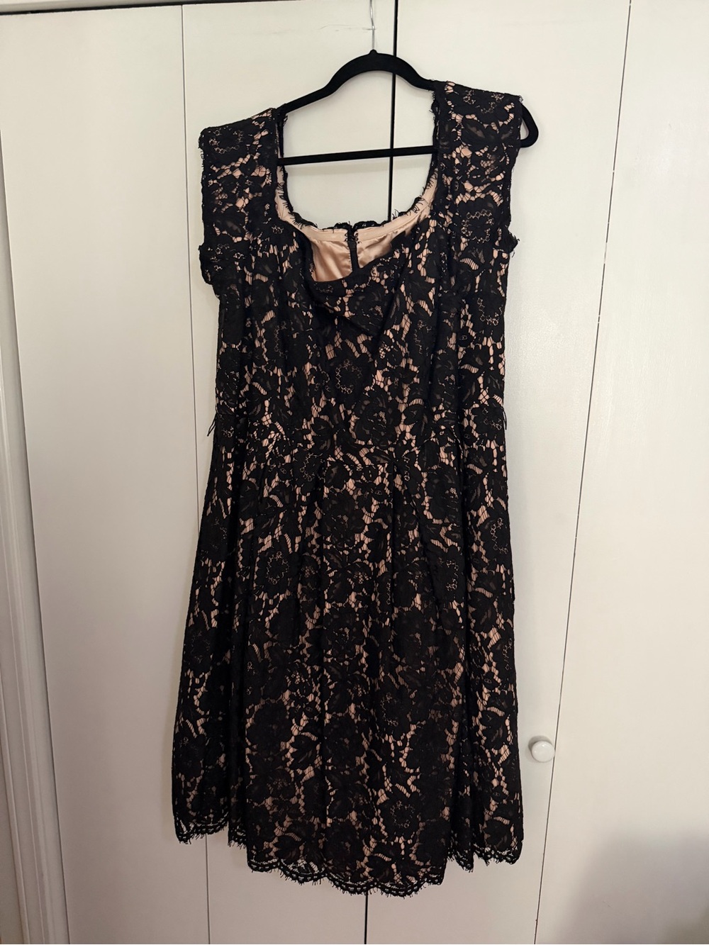 City Chic Black Lace Midi Dress with Nude Lining